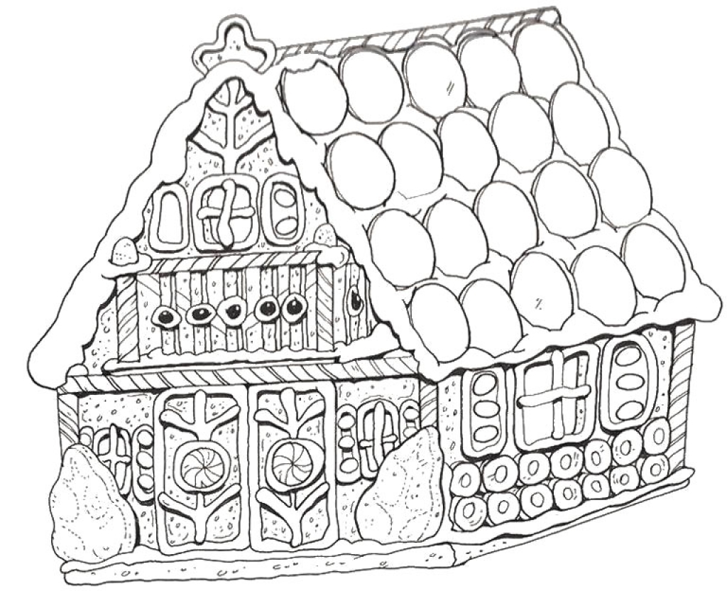 1024x832 Gingerbread House Coloring Pages For Christmas