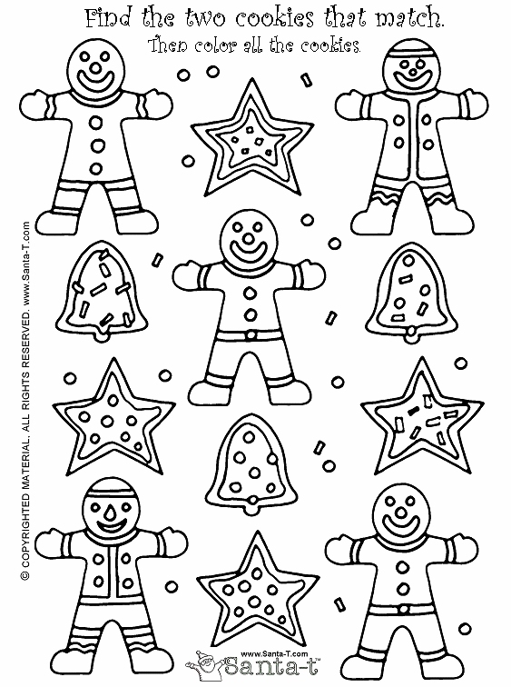 563x756 Christmas Gingerbread Cookie Match Activity And Coloring Page