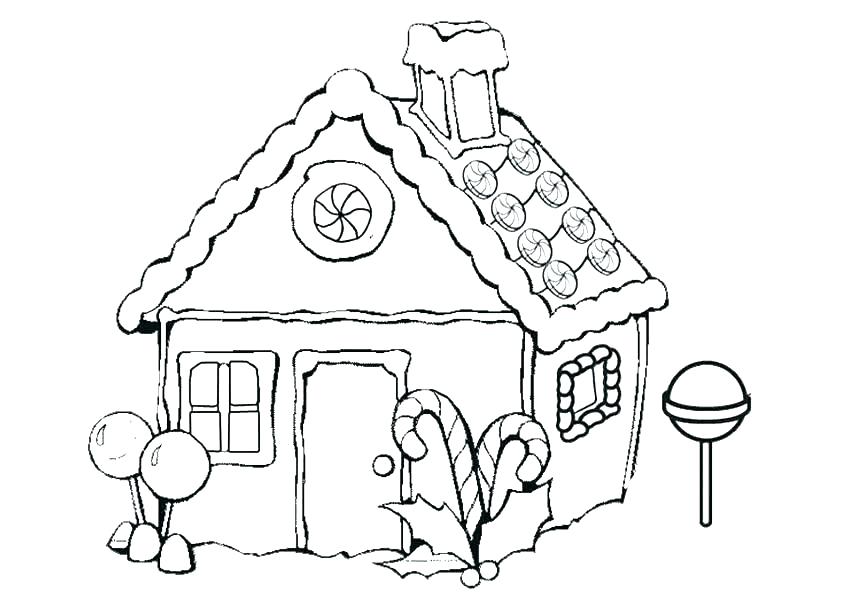 850x600 Gingerbread House Coloring Page