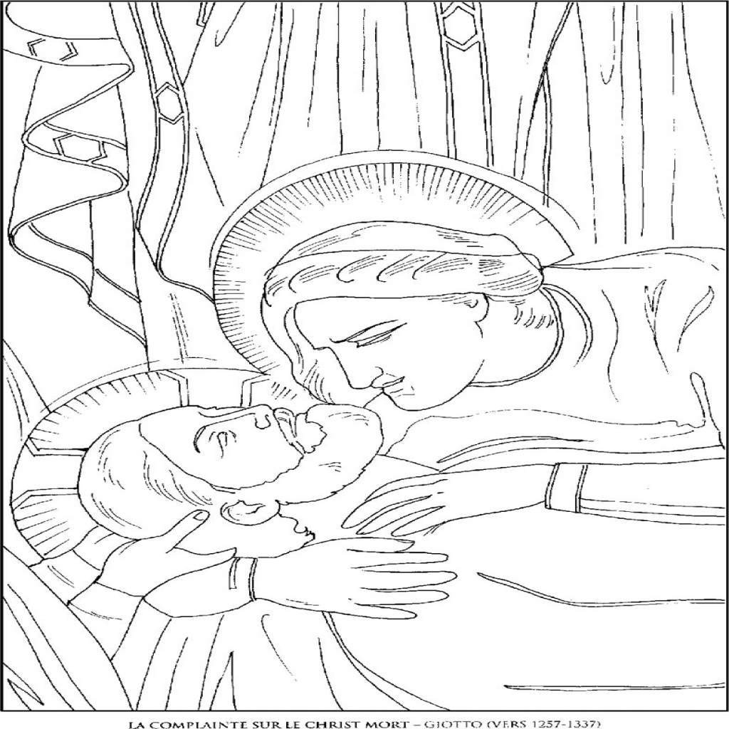 1024x1024 La Complainte Sur Le Christ Giotto Famous Paintings Coloring Pages
