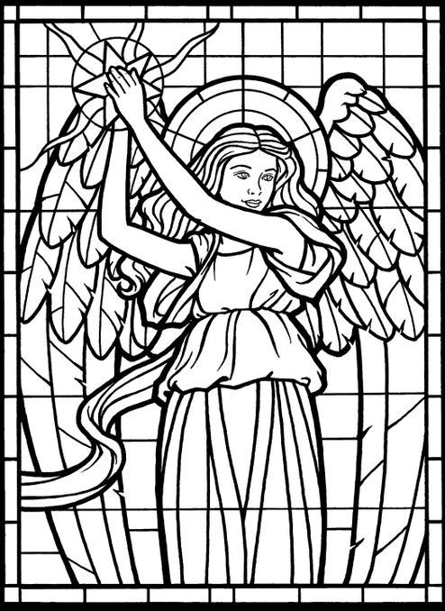 494x678 Adult Coloring Page From Amazing Angels Stained Glass Coloring