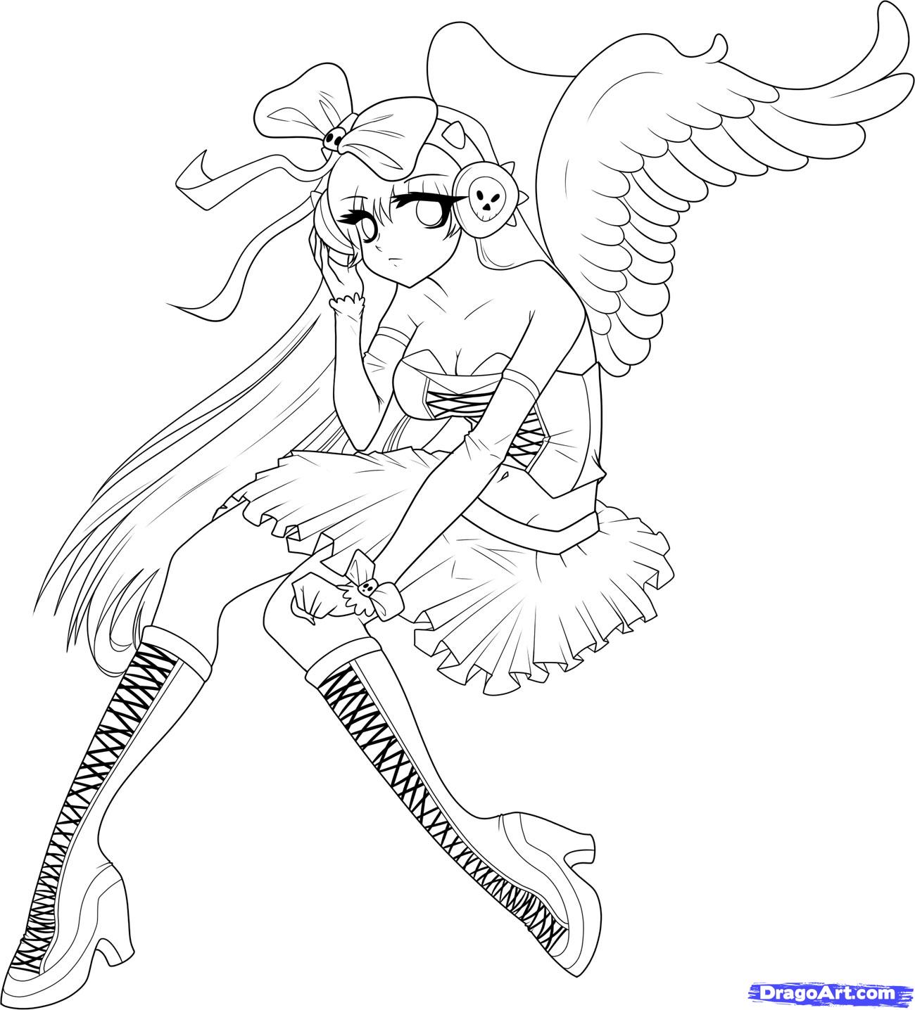 1300x1436 Anime Angel Girl Coloring Pages