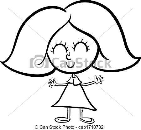 450x417 Girl Cartoon Coloring Pages Cute Girl Cartoon Coloring Page Black