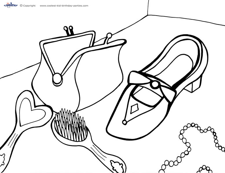 777x600 Printable Girl Clothing Accessories Coloring Page