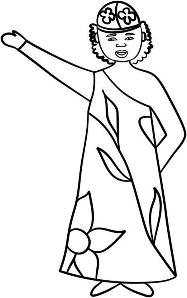 600x957 Traditional Clothing Coloring Pages Little African Girl