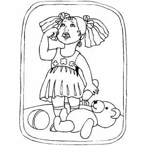 300x300 Crying Girl With Broken Toy Bear Coloring Sheet