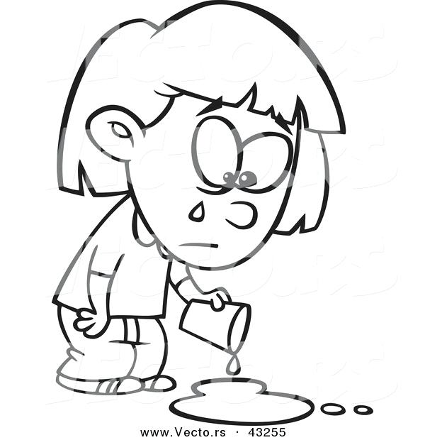 600x620 Girl Face Coloring Page Vector Of Sad Cartoon Girl Crying Over