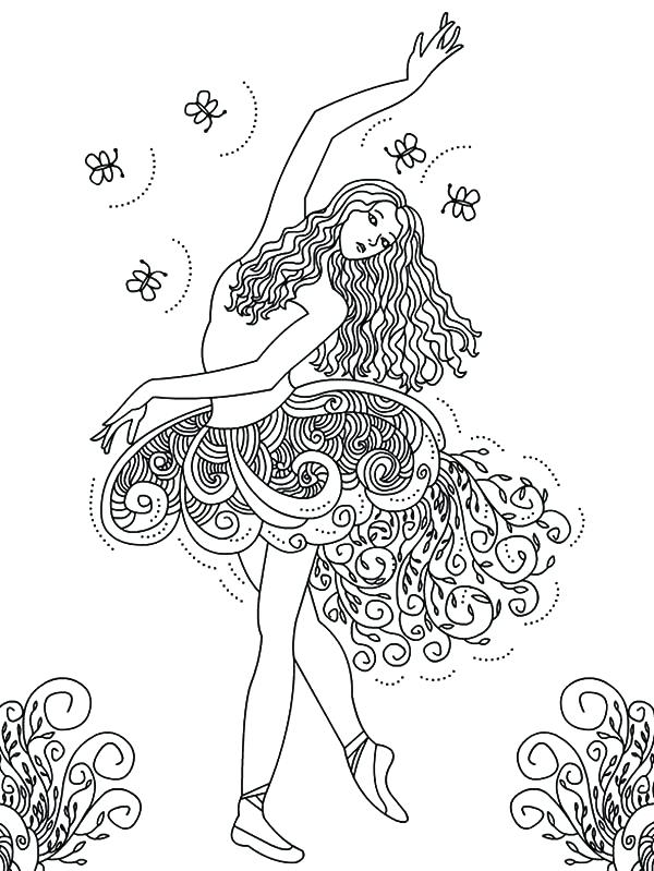 600x799 Beautiful Ballerina Girl Coloring Pages Sky Free Barbie Murs