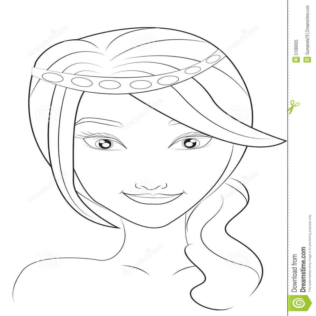 1024x1024 Girls Face Coloring Page Stock Illustration Illustration Of