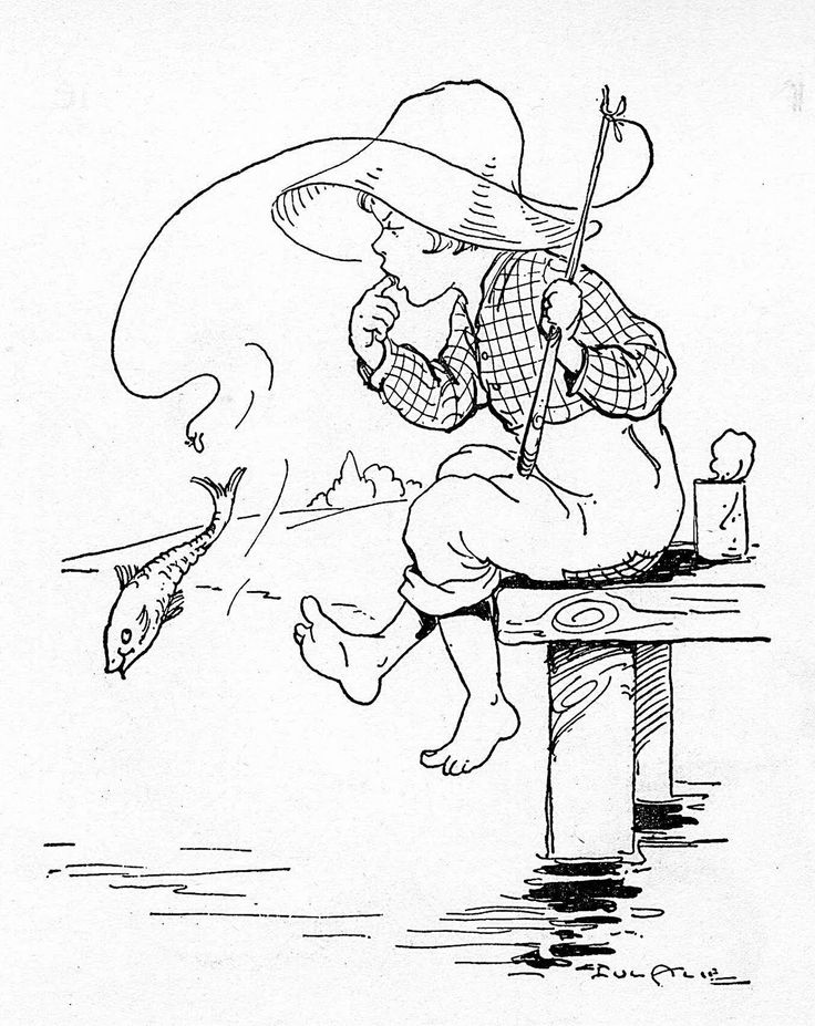 Girl Fishing Coloring Pages