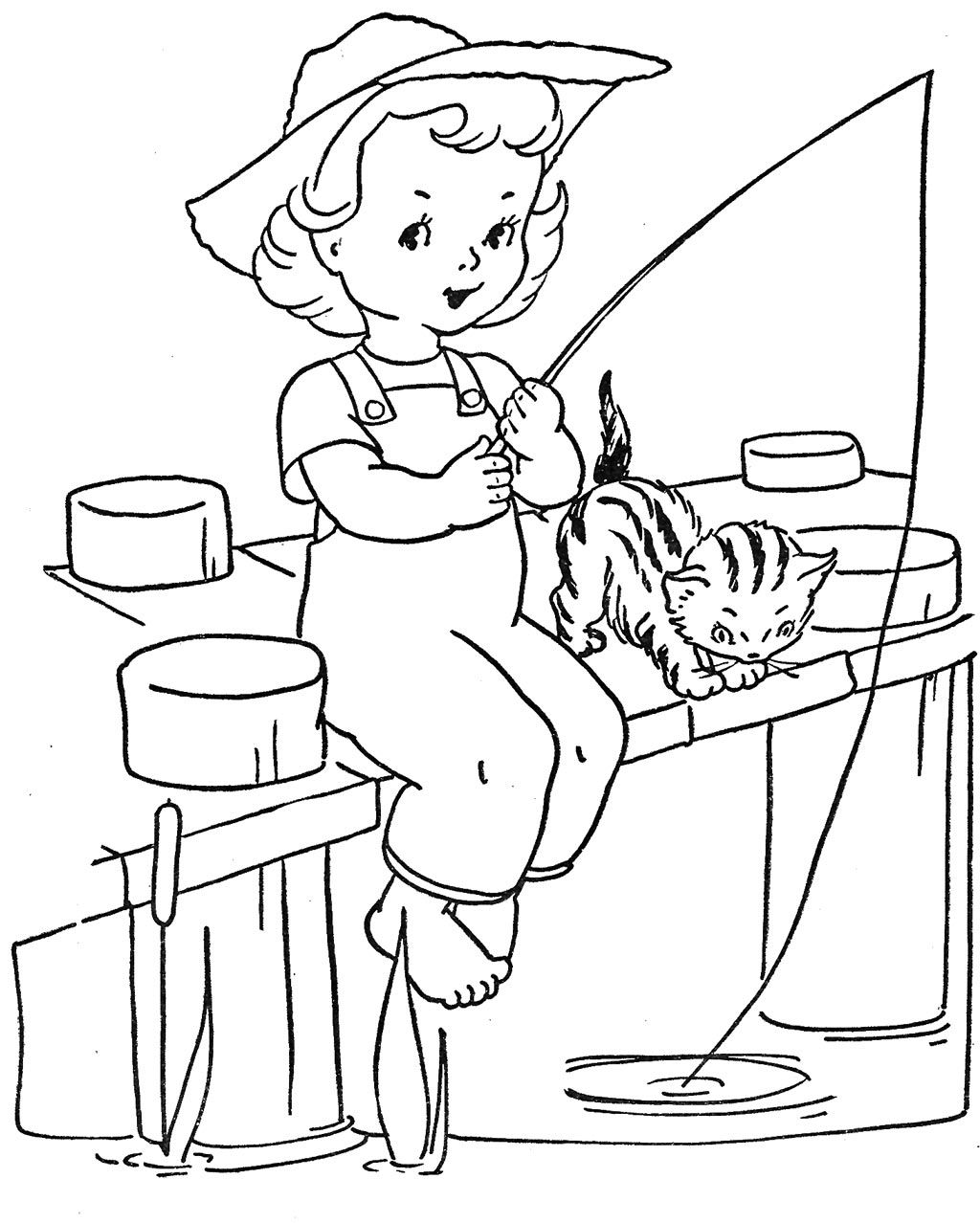 1024x1278 Little Girl Fishing Coloring Pages