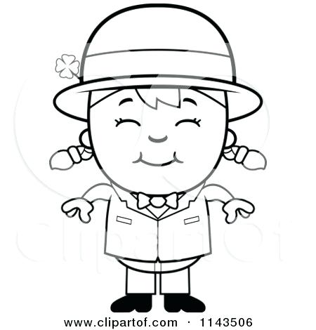 450x470 Girl Leprechaun Coloring Pages Black And White Happy Child