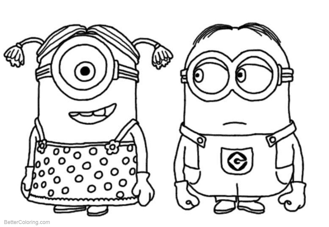 1100x760 Minion Coloring Pages With The Girl