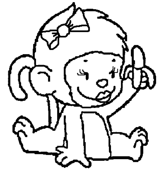 650x670 Coloring Pages Charming Ba Monkey Coloring Pages Line Drawings
