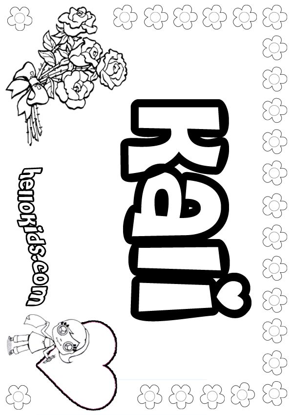 600x849 Poster of the name kali Names For Girls Coloring Posters Girls