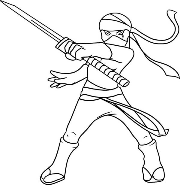 600x616 Kid Drawing Of A Ninja Coloring Page