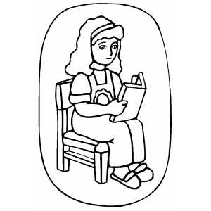 300x300 Girl Reading Book Coloring Page