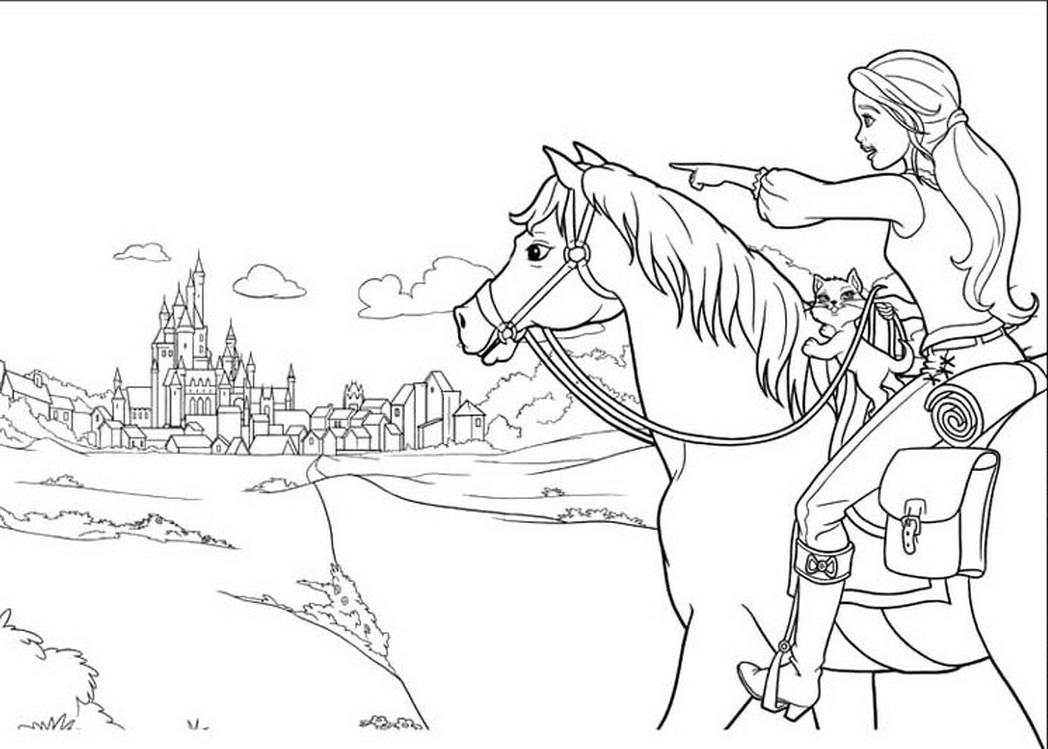 1048x749 Barbie And Horse Coloring Pages Download And Print For Free