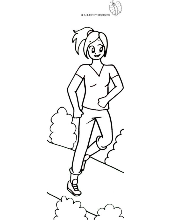 660x847 Coloring Page Of Girl Running In The Park For Coloring For Kids