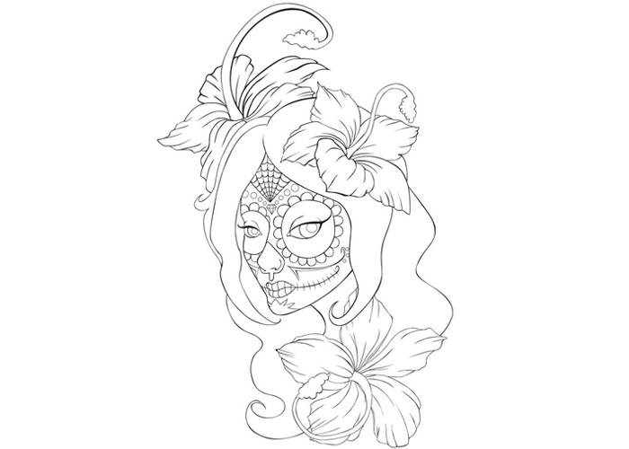 700x500 Girl Skull Coloring Pages