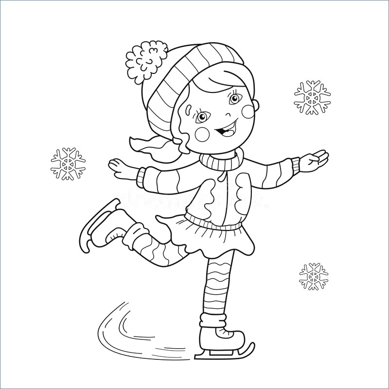 800x800 Girl Skating Winter Coloring Pages