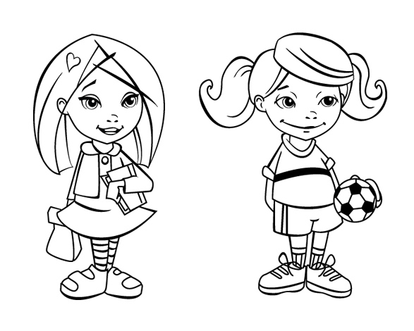 587x470 Girl Standing Coloring Page