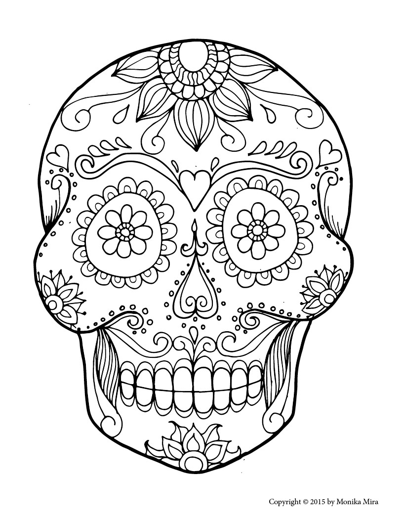 816x1056 Halloween Coloring Pages Day The Dead Copy Sugar Skull Coloring