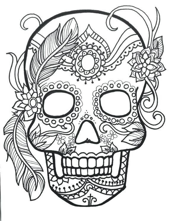 570x744 Sugar Skull Day Of The Dead Original Art Free Coloring Printable