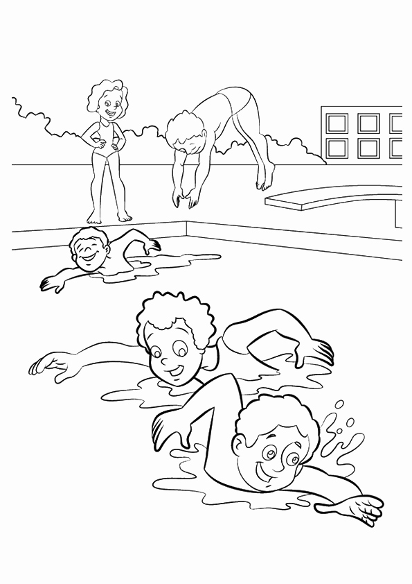595x842 Swimming Coloring Pages Images Girl Swim Clipart Color Pages