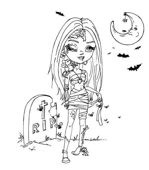 600x682 Beautiful Girl Zombie Coloring Page Wicked Cool Holiday Coloring