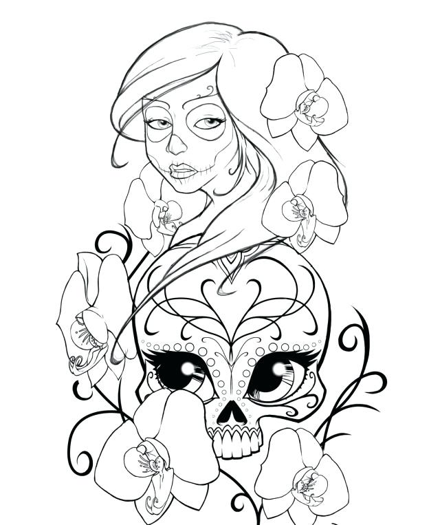 640x763 Girl Skull Coloring Pages Sugar Skull Coloring Pages Girl Skull