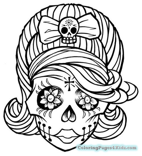 500x547 Girl Sugar Skull Coloring Pages Coloring Pages For Kids