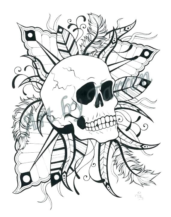 570x725 Girly Skulls Coloring Pages