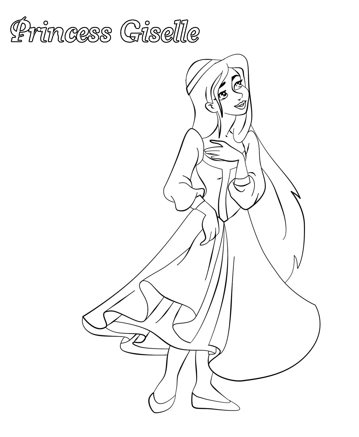 1255x1524 Princess Giselle Coloring Pages Disney Cartoon Character