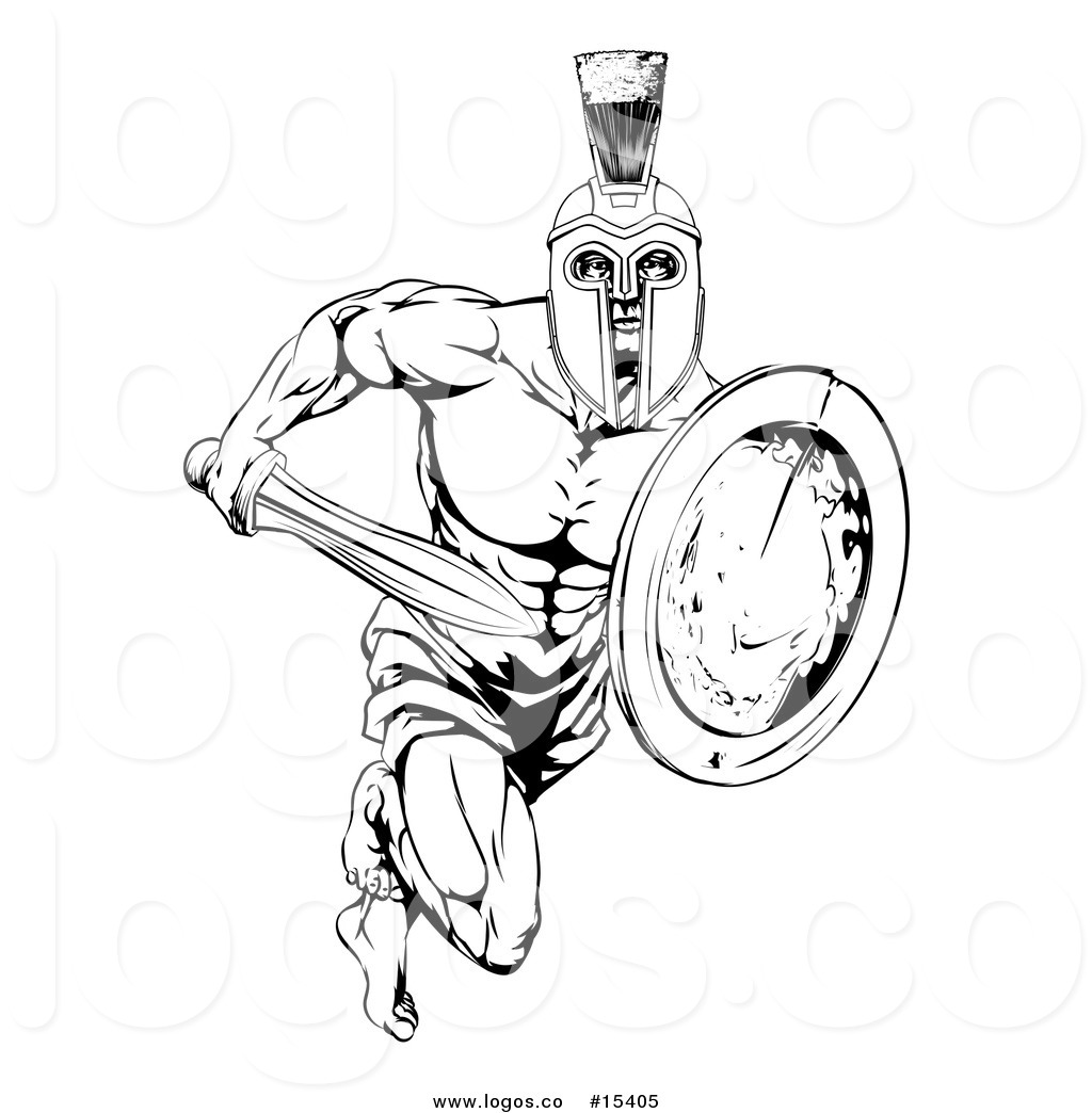 1024x1044 Royalty Free Vector Logo Of A Fierce Gladiator Aggressively