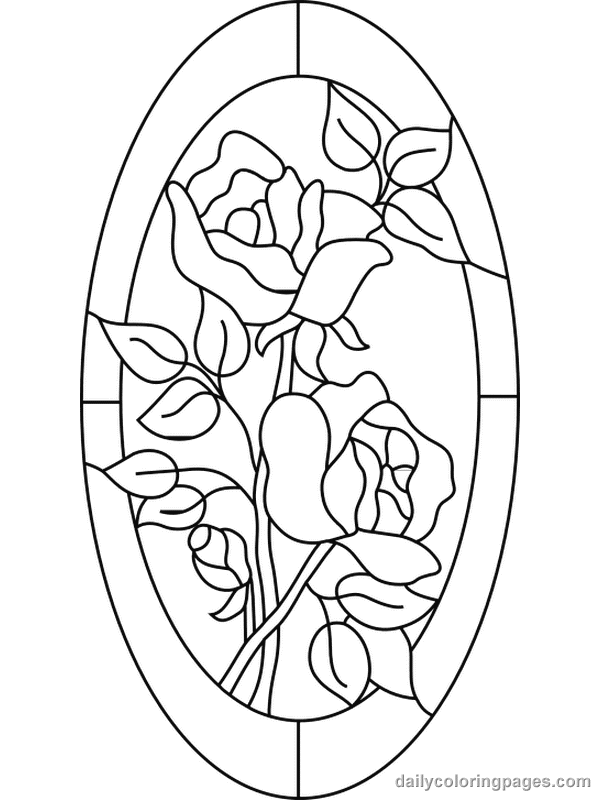 600x800 Free Coloring Pages For Adults Stained Glass Flower Coloring