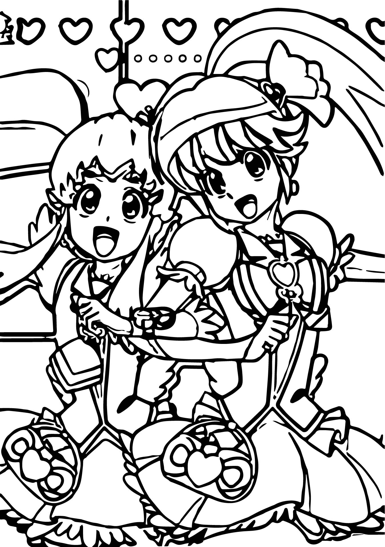 1349x1915 Happy Glitter Force Girls Coloring Page Wecoloringpage