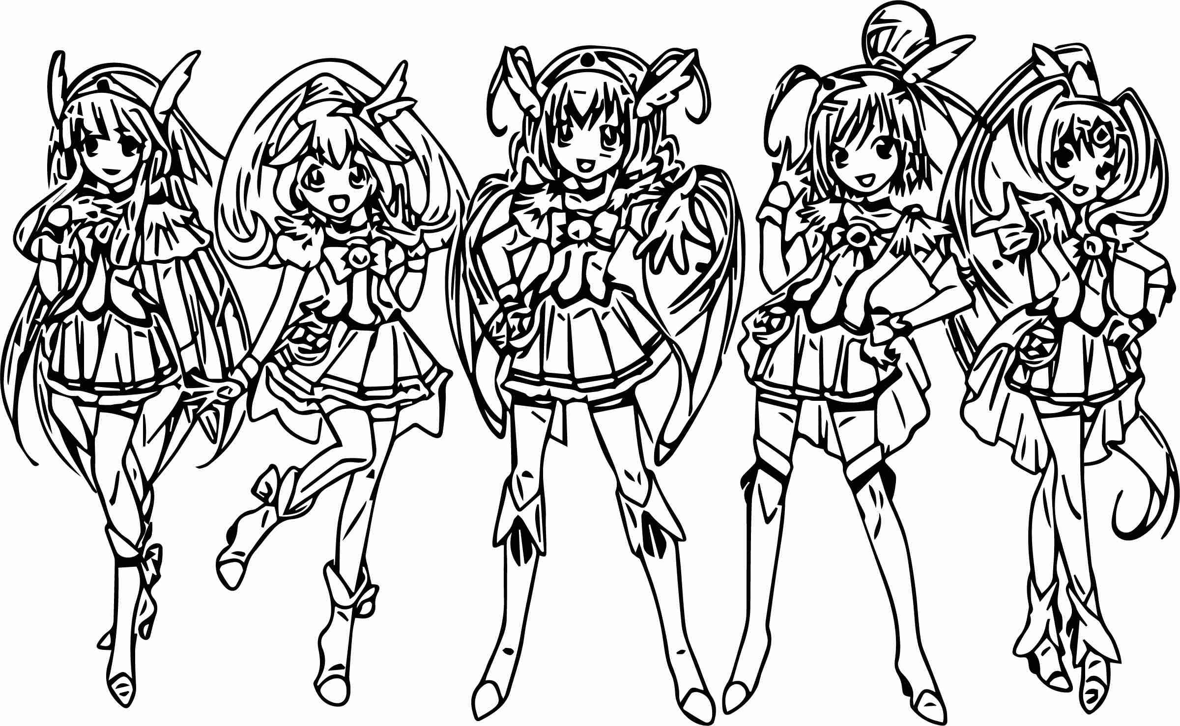 2401x1478 Five Girl Glitter Force Coloring Page Wecoloringpage Extraordinary