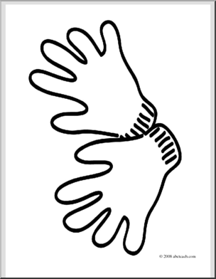 304x392 Clip Art Basic Words Gloves (Coloring Page) I
