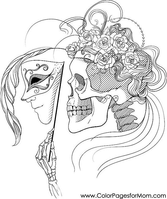 640x762 Halloween Skull Coloring Pages