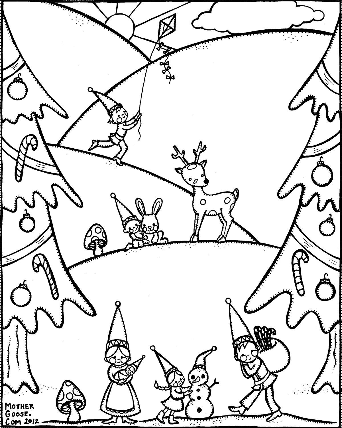 1200x1500 Winter Gnome Family Coloring Pages