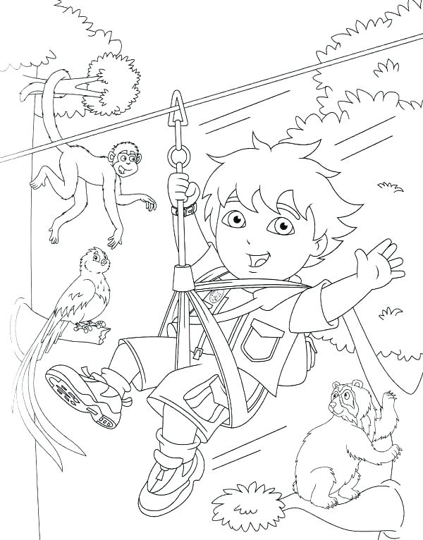 600x766 Go Diego Go Pictures To Color Go Coloring Pages Swings