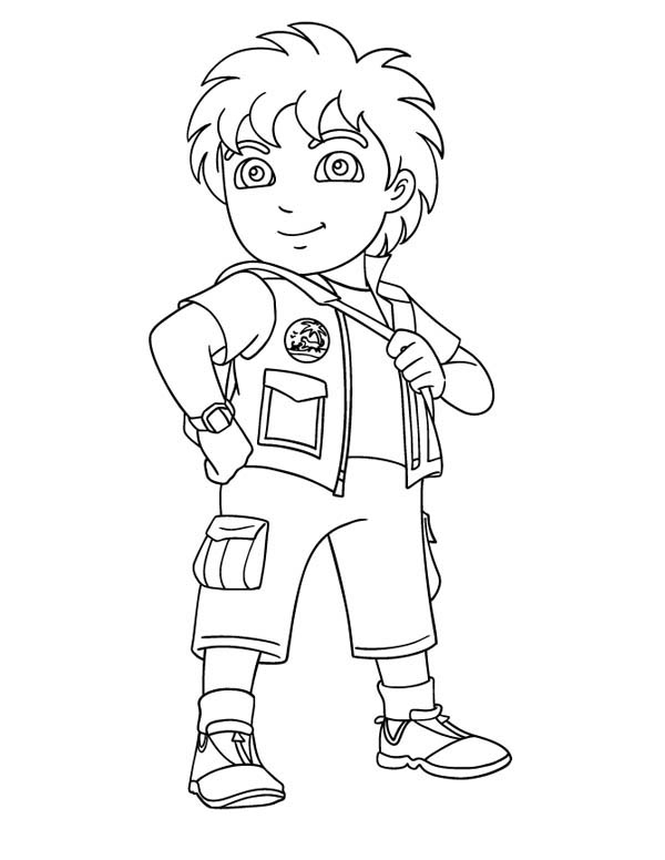 600x776 8 Years Old Latino Boy In Go Diego Go Coloring Page