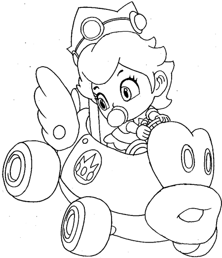 450x522 Mario Kart Coloring Pages Mario Kart, Princess Peach And Baby