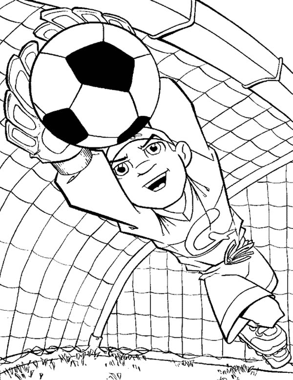 600x777 A Perfect Catch From The Goalkeeper During Soccer Game Coloring