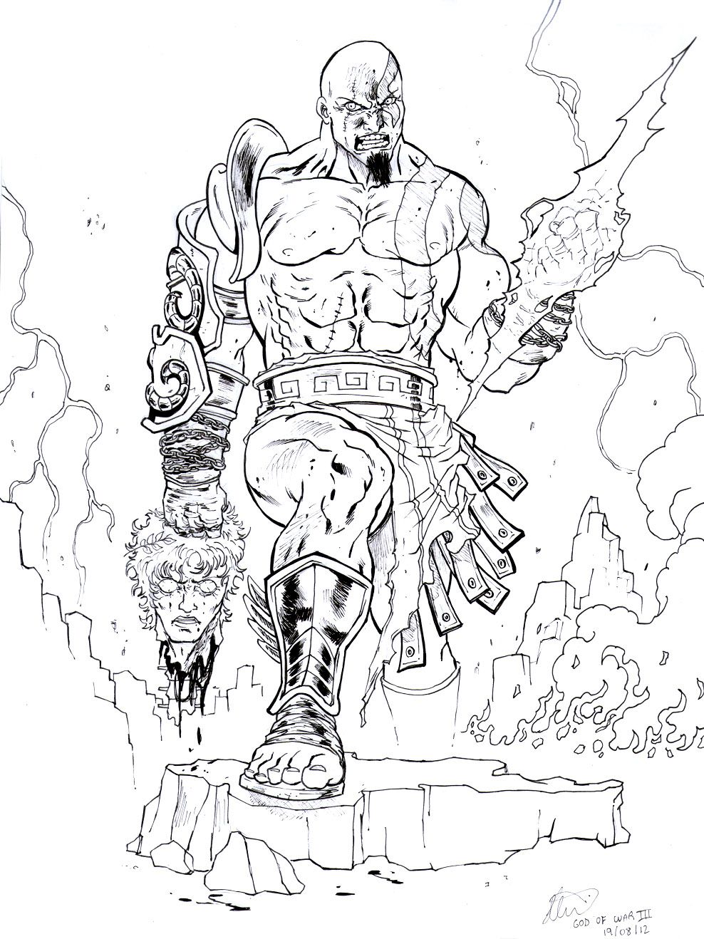 988x1318 Incredible God Of War Coloring Pages Tinta