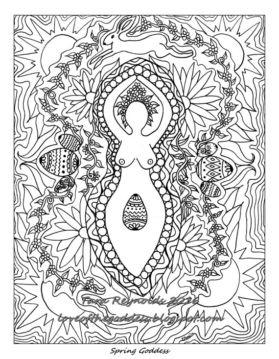 570x733 Coloring Book Page Printable Coloring Pages Ostara Goddess