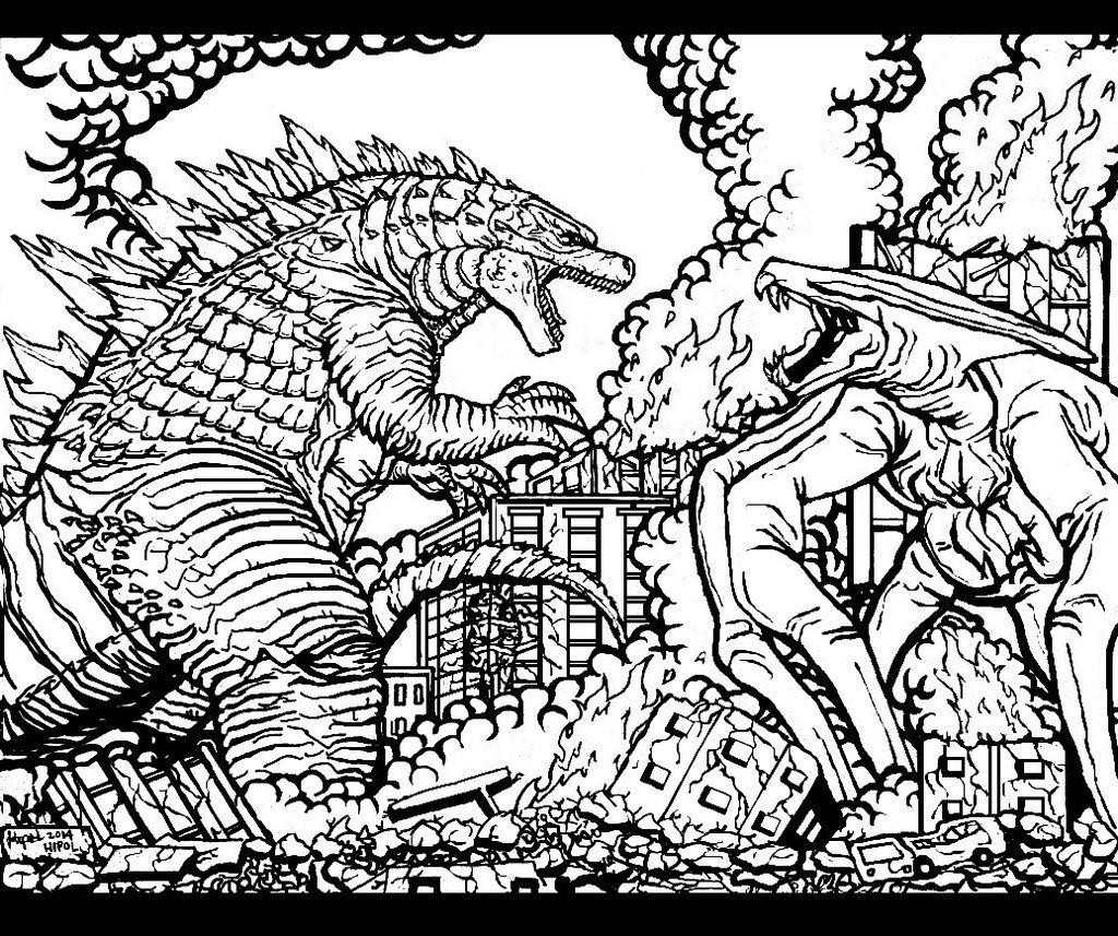 1024x857 Godzilla Coloring Pages