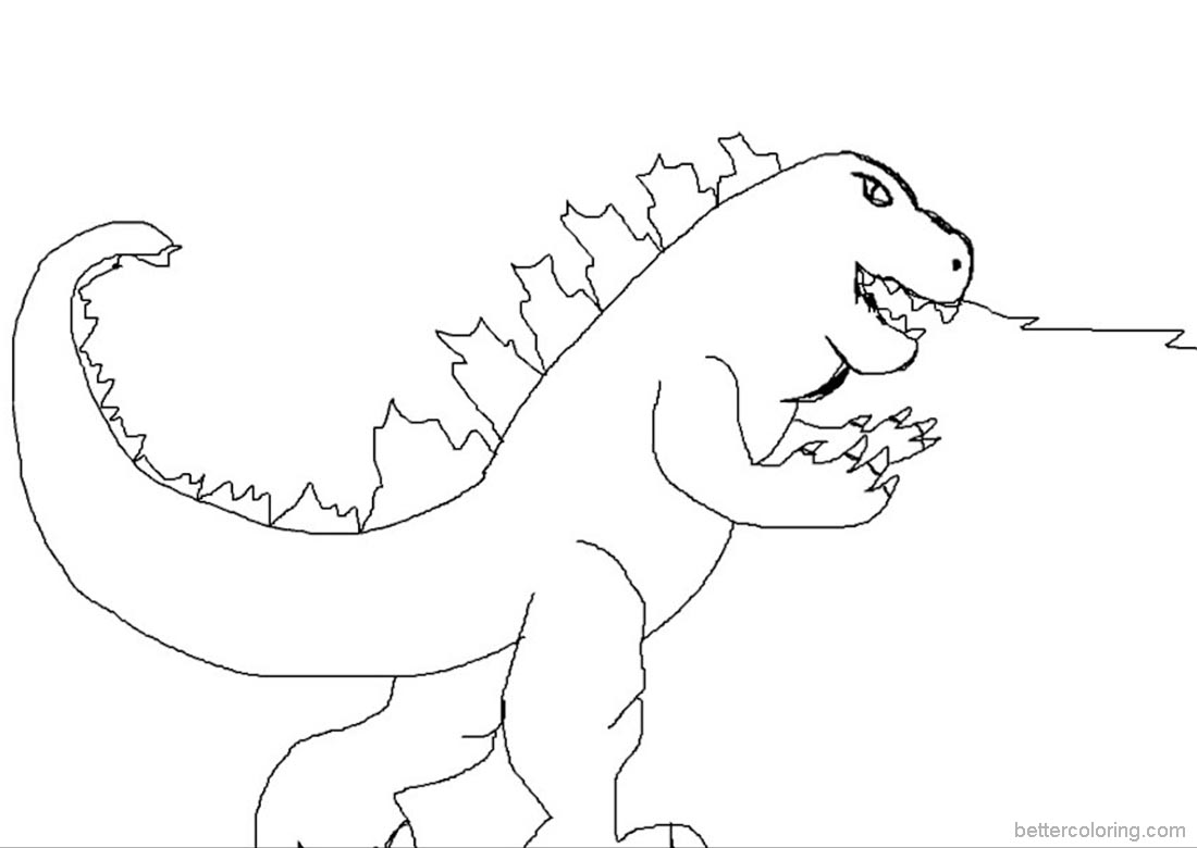 1100x780 Godzilla Coloring Pages Simple Drawing