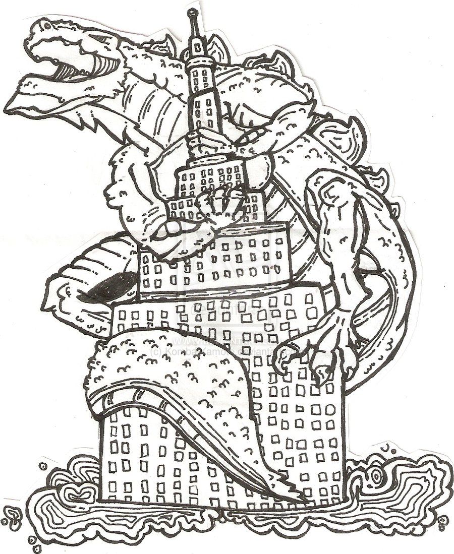 900x1099 King Kong Vs Godzilla Coloring Page Free Printable Pages